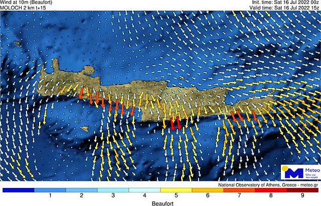 Προγνωστικά στιγμιότυπα του ανέμου στην Κρήτη.