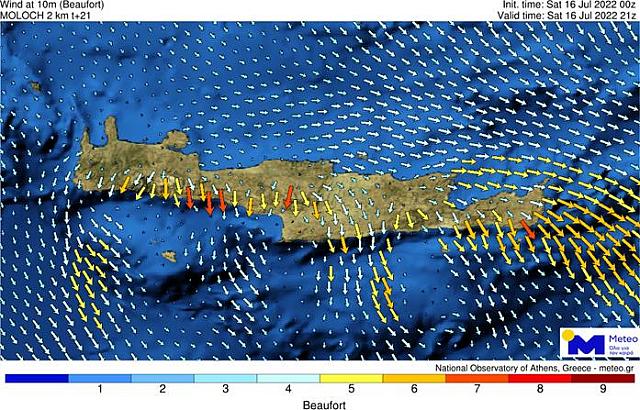 Προγνωστικά στιγμιότυπα του ανέμου στην Κρήτη.