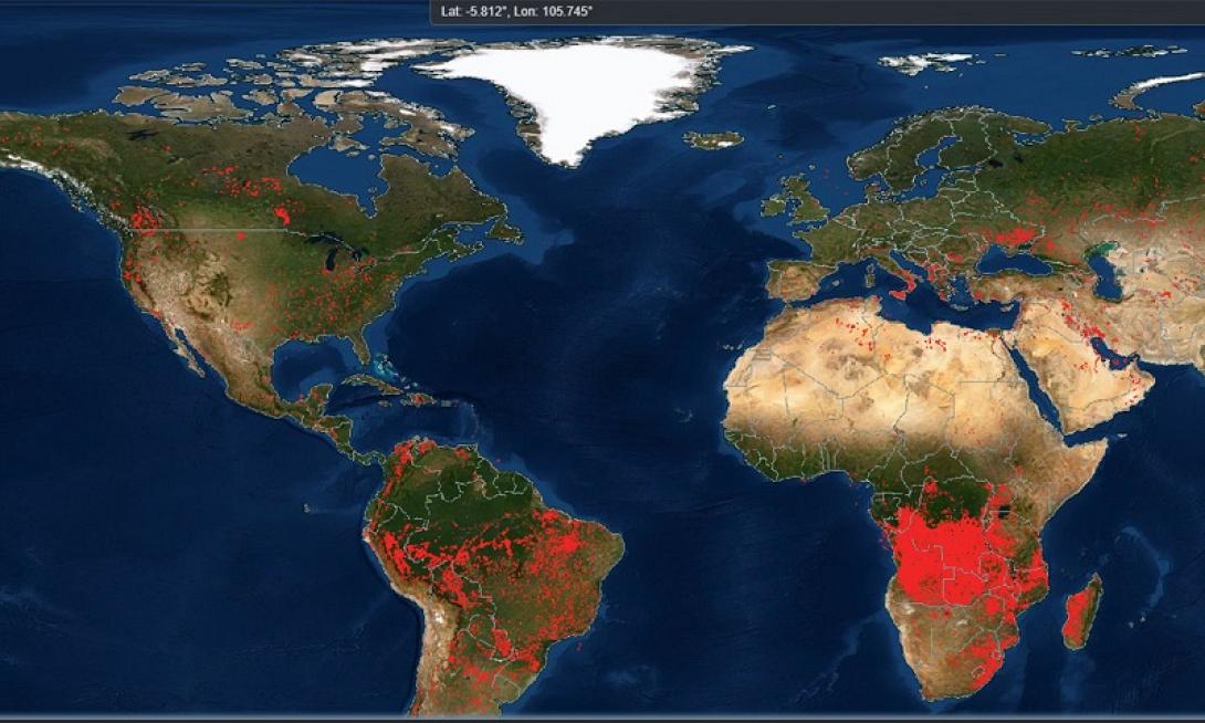 χάρτης της ΝΑΣΑ για πυρκαγιές