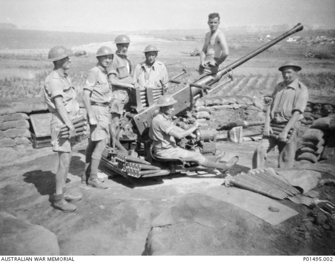 Βρετανικό αντιαεροπορικό Bofors των 40 χιλιοστών, όπως έδρασε κατά την διάρκεια της μάχης της Κρήτης.