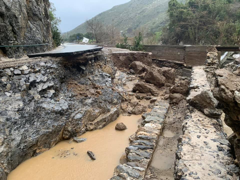 Road destroyed in the Kourtaliotiko gorge