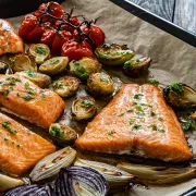 σολομός, φαγητό, σάλτσα