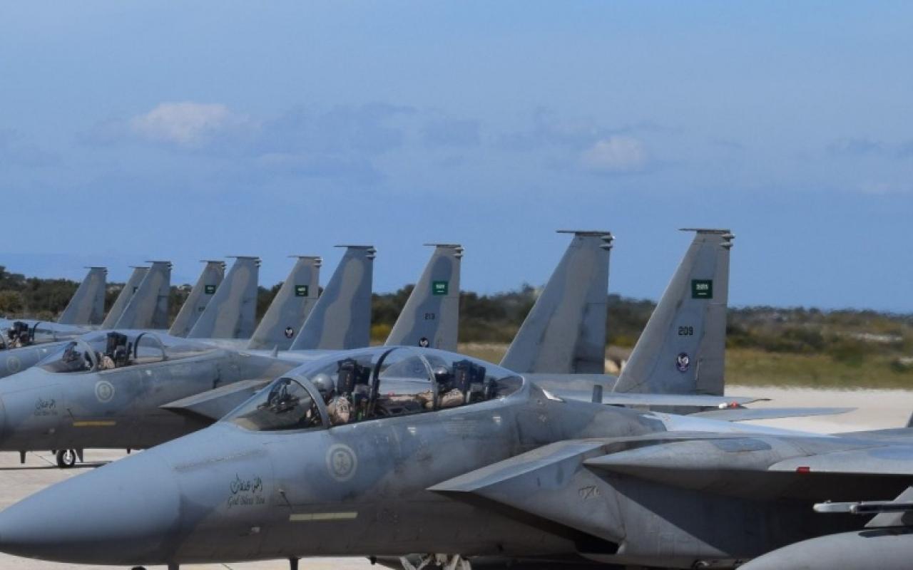 Τα έξι μαχητικά F-15 της Βασιλικής Αεροπορίας της Σαουδικής Αραβίας στην 115 Πτέρυγα Μάχης.