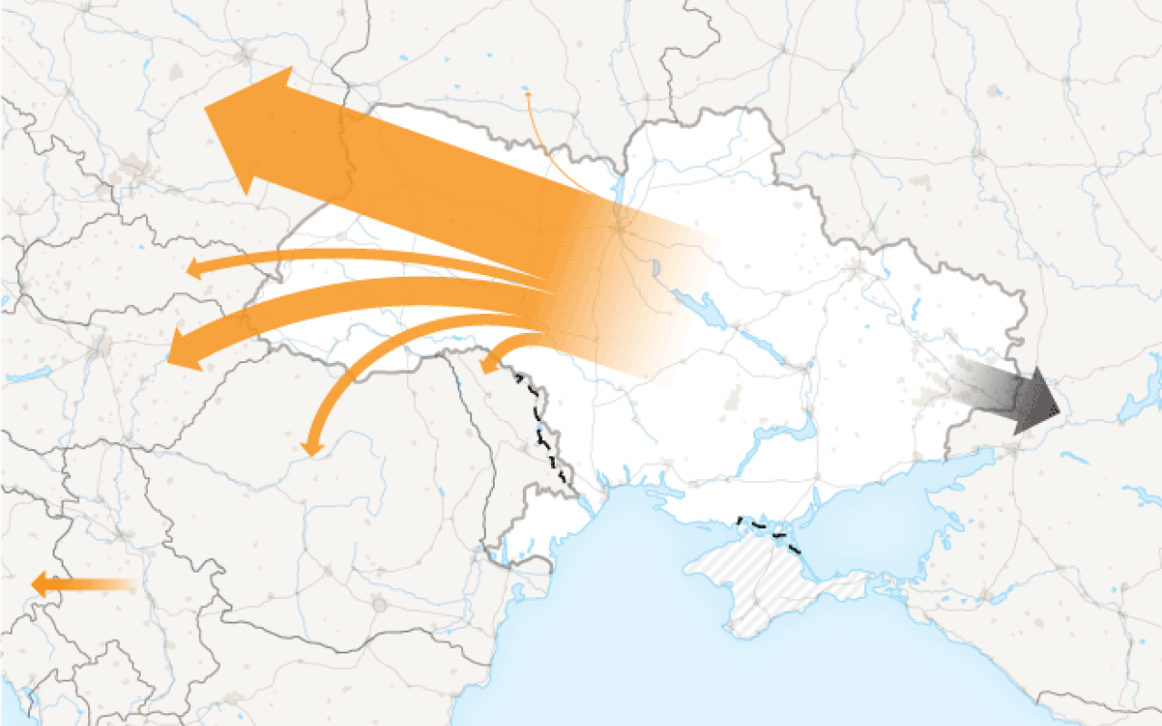 Η πορεία των προσφύγων και τα σημεία εξόδου από την Ουκρανία.