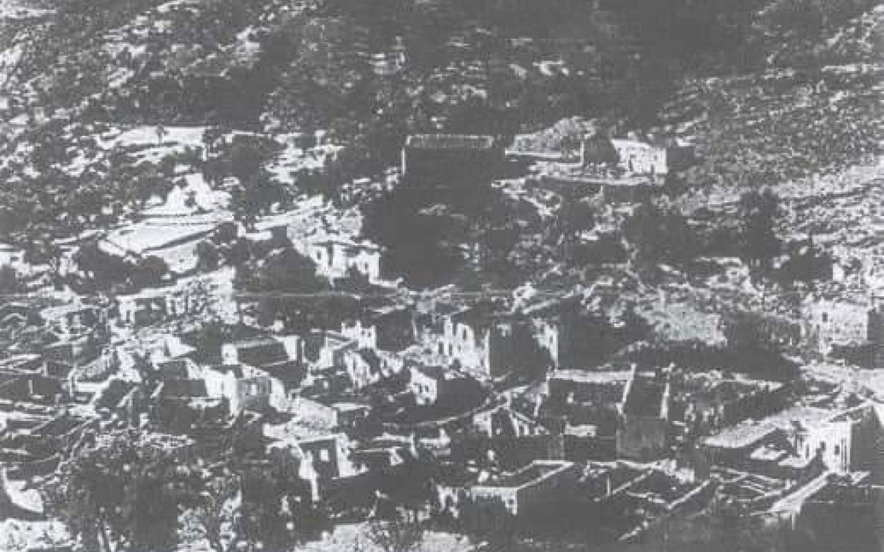Το κατεστραμμένο από βομβαρδισμό των Γερμανών Ναζί χωριό Βορίζια