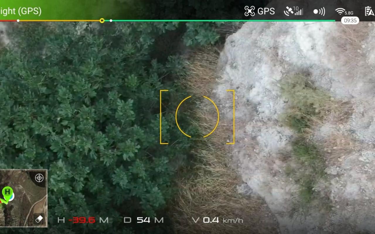 Εικόνα από το drone της ΛΕΦΕΔ Ηρακλείου, κατά την διάρκεια της έρευνας για τον εντοπισμό του αγνοουμένου.