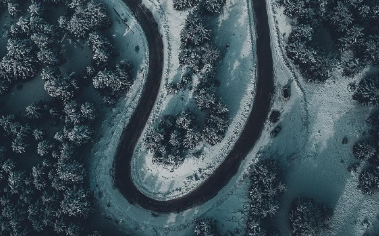 Παρνασσός δρόμος χιόνια drone