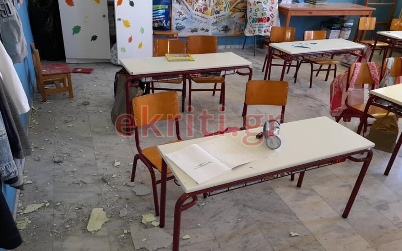 Δημοτικό Σχολείο Αρκαλοχωρίου: Tα παιδιά άφησαν τα  πράγματα τους στις αίθουσες 