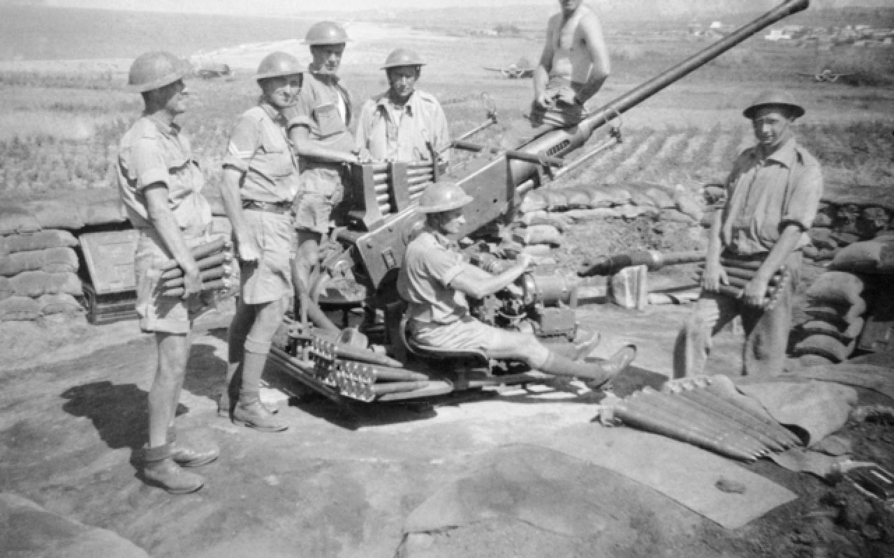 Βρετανικό αντιαεροπορικό Bofors των 40 χιλιοστών, όπως έδρασε κατά την διάρκεια της μάχης της Κρήτης.