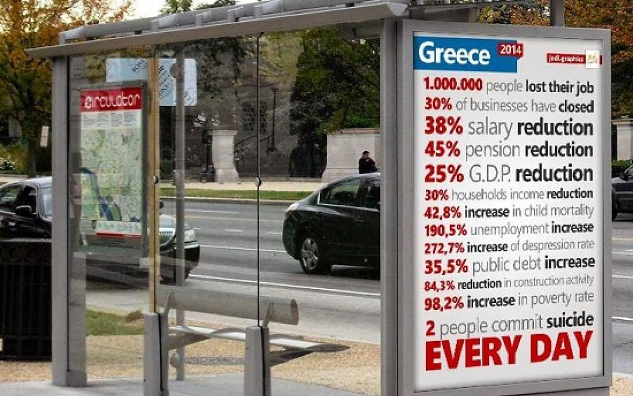 &#039;Ολη η αλήθεια για την Ελλάδα σε μία στάση λεωφορείου στο Λονδίνο...