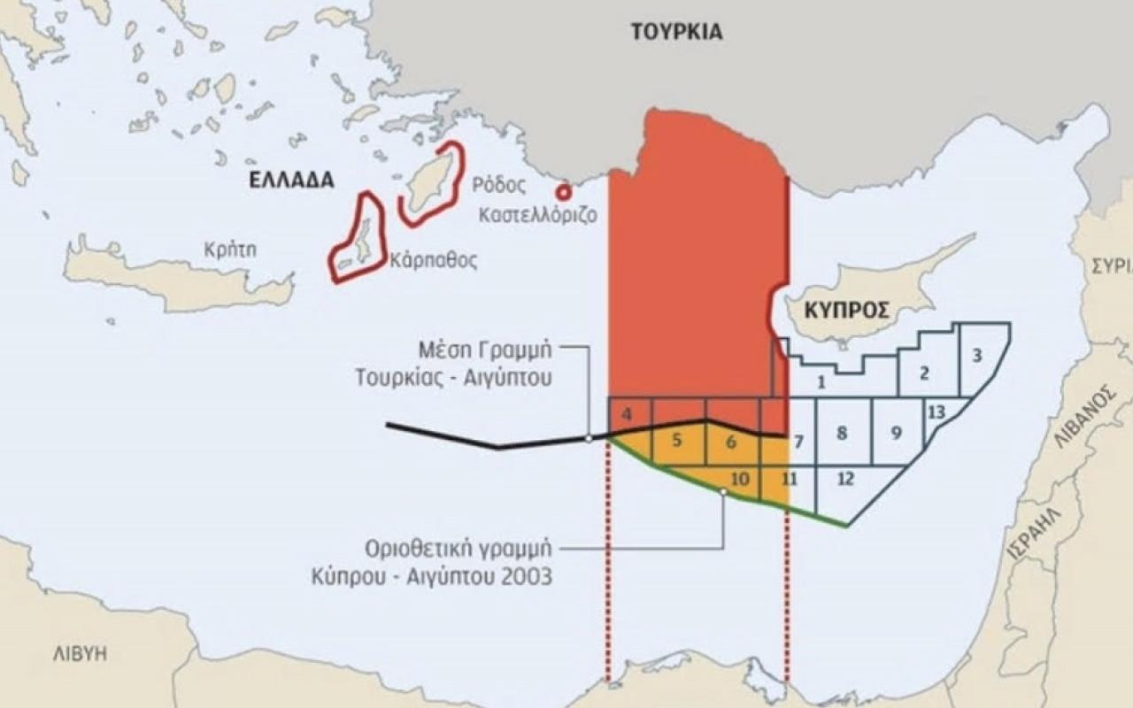 Χάρτης στην Κυπριακή ΑΟΖ