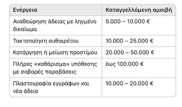 τιμοκατάλογος πολεοδομία Ρόδου