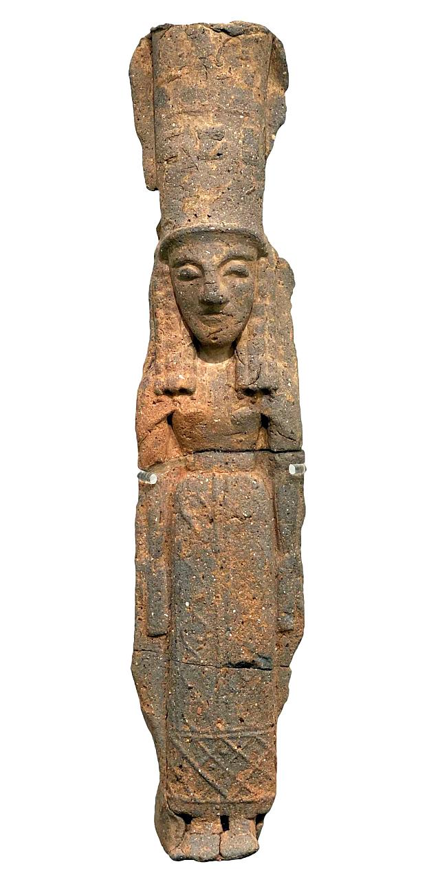 Πλακίδιο γυναίκας με πέπλο και ψηλό καπέλο