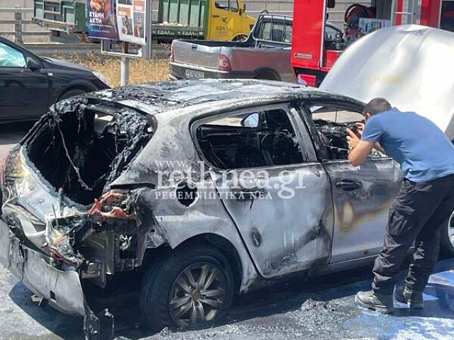 ρεθυμνο αυτοκινητο στις φλογες