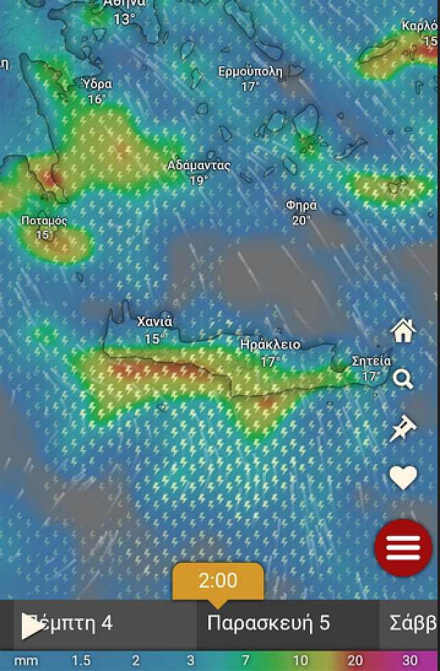 χάρτης κρήτη κακοκαιρία