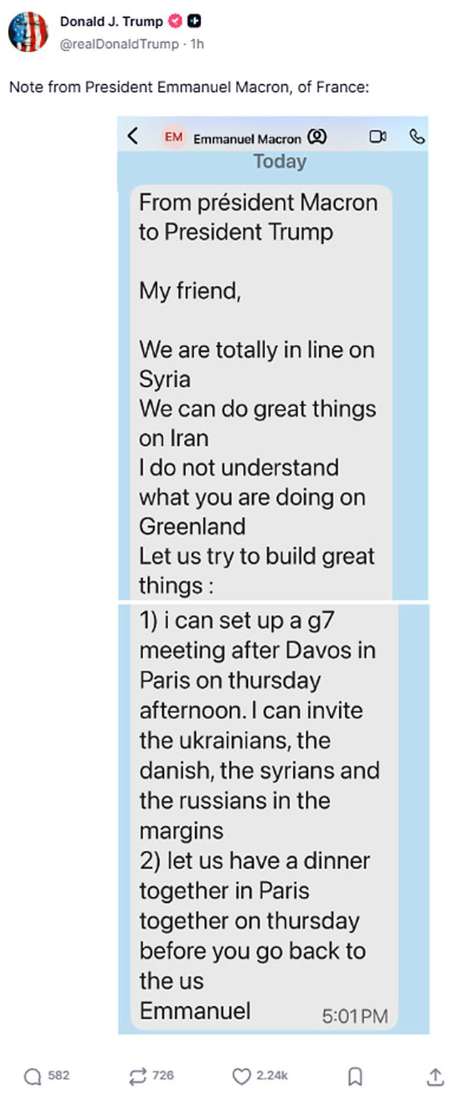 μακρόν, μήνυμα