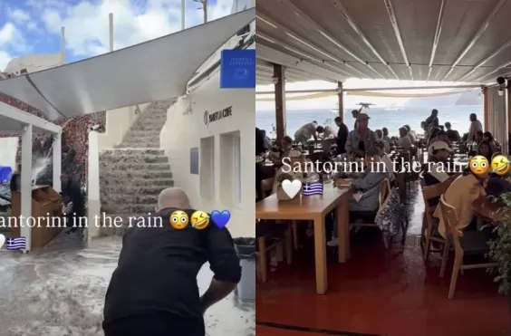 Εργαζόμενοι διώχνουν τα ορμητικά νερά 