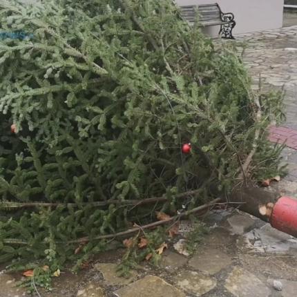 Ο δυνατός αέρας ξήλωσε το χριστουγεννιάτικο δένδρο