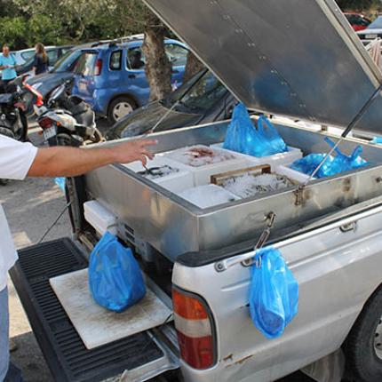 "Ψάρια πουλάω και δε με νοιάζει"... έξω από τον ΟΑΕΔ!
