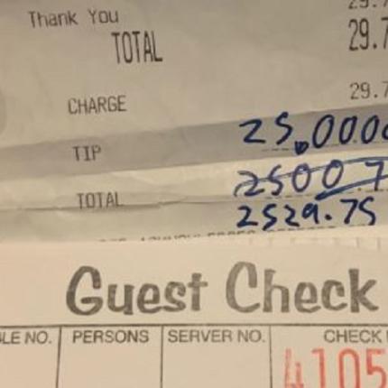 φιλοδωρημα 2500 δολάρια