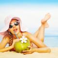 summer, drinks, woman, fruits, sea