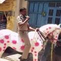 Αστυνομικός χρωματίζει το άλογό του