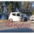 Σφοδρή σύγκρουση δύο αυτοκινήτων στην εθνική οδό στο ύψος της Λυγαριάς