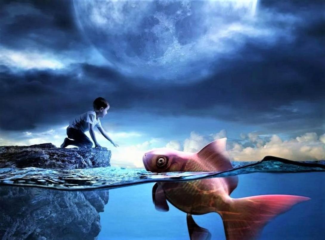 παιδί-ψάρι-νεα σεληνη στους ιχθύς