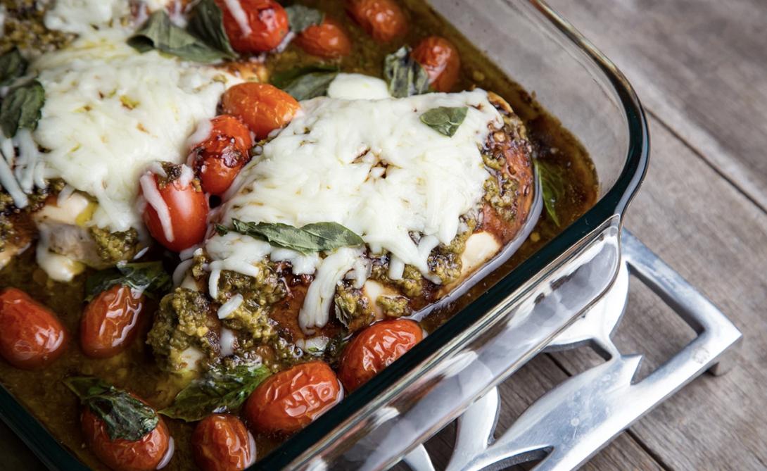 κοτόπουλο, πέστο, τυρί