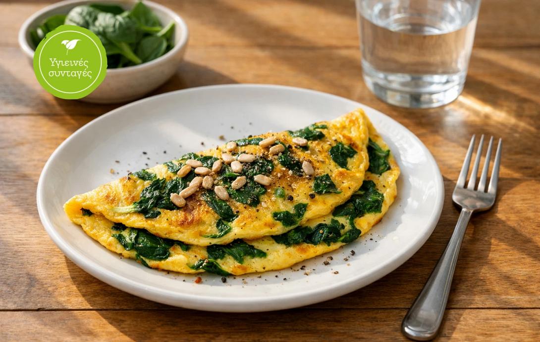ομελέτα, σπανάκι