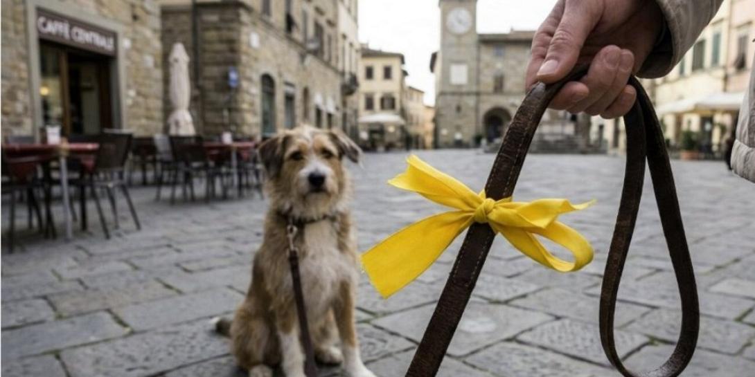 κίτρινη κορδέλα σκύλος