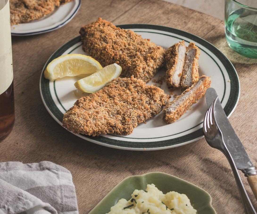 σνίτσελ, πατάτες