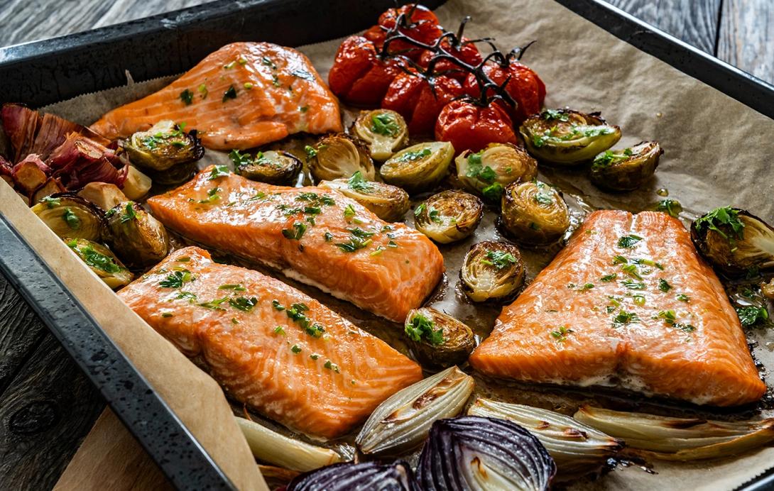 σολομός, φαγητό, σάλτσα