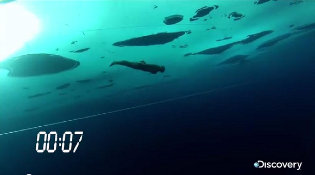 Κολύμπησε 76 μέτρα κάτω από τον πάγο με μία ανάσα (βίντεο)