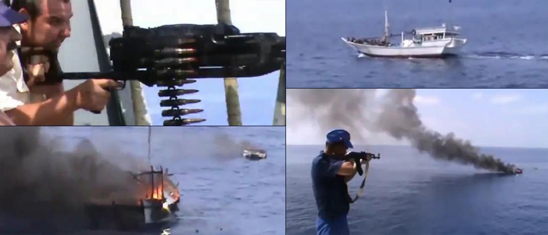 Ρώσικο πολεμικό πλοίο βυθίζει πειρατικό στη Σομαλία - video