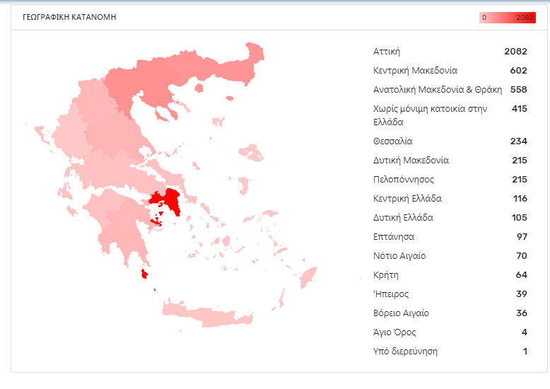 ο χάρτης του ΕΟΔΥ με τα κρούσματα στην Κρήτη